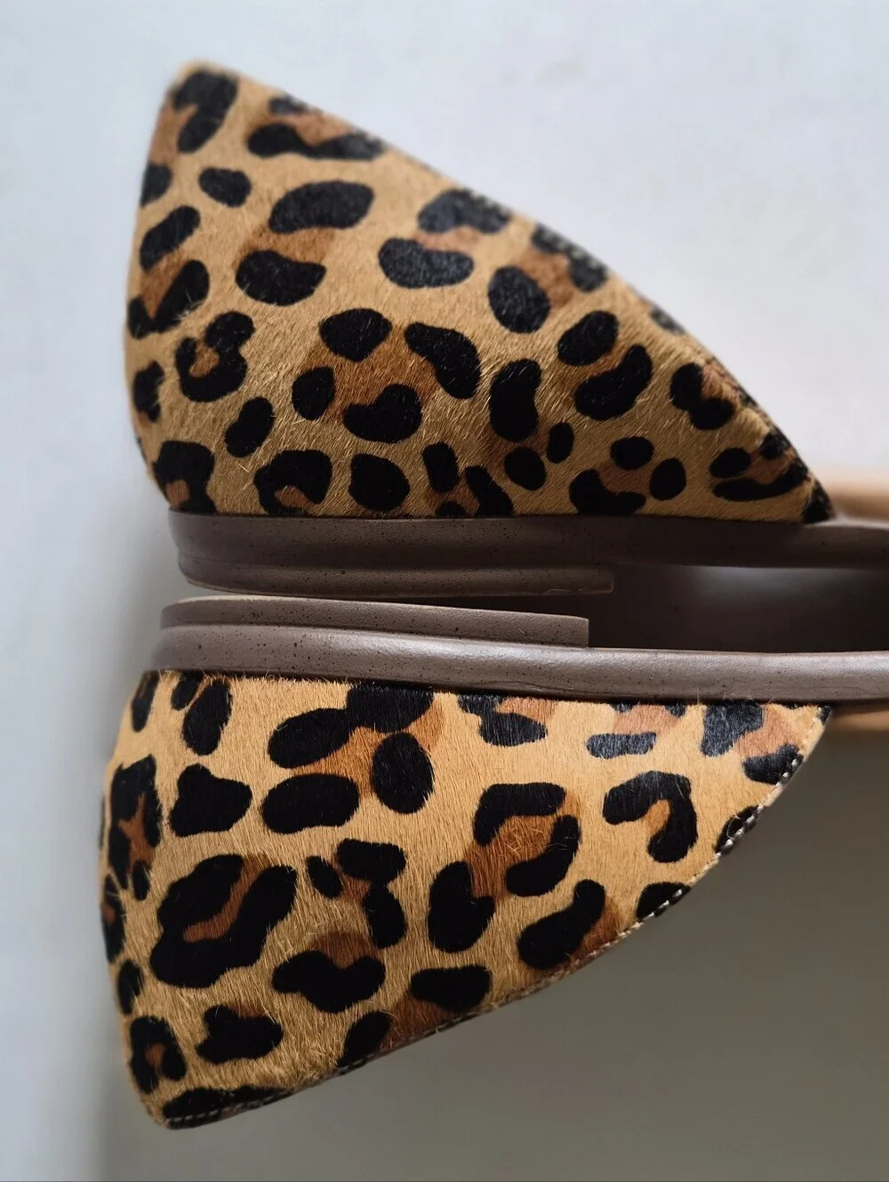 J.Crew Morgan Leopard Calf Hair Peep Toe Flats Size 9.5 Brown Tan Animal Print
